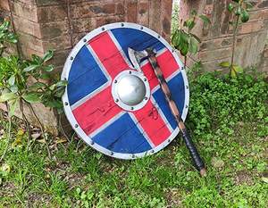 Vikingos Escudo redondo de madera decorativo Guerrero CostCHMn336 Regalo novedoso de la Edad Media Edad Medieval - Product Image 3