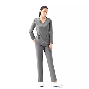 เสื้อสครับ10% ผ้าสแปนเด็กซ์90% ผ้าโพลีเอสเตอร์ความยืดหยุ่นสูงเสื้อสครับเสื้อยืดสีขาวชุดพยาบาล De Nurse - Product Image 4