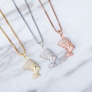 Bijoux Hip Hop en argent Sterling 925, collier de tête de reine néfertiti en plaqué or, nouvelle collection - Product Image 5