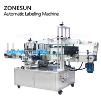 ZONESUN Automatique Adhésif Autocollant Surface Plane Applicateur D'étiquettes de Bouteille de Détergent à Lessive Étiqueteuse Double Côtés Étiqueteuse