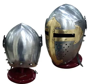 中世纪骑士糖面包盔甲头盔免费木制支架重演头盔Cosplay SCA