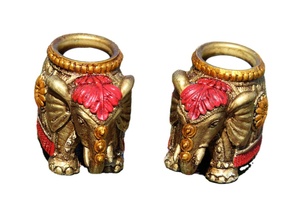 NIRMALA HANDICRAFTS Wooden Enamel Work <b>Elephant</b> Tea Light Candle Holder Iron Handmade Eco-Friendly Christmas <b>Decor</b> Showpiece - Product Image 2