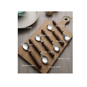 Ensemble de couverts en acier inoxydable avec poignées en bois, ustensiles de cuisine pour hôtels et restaurants, ensemble de couverts à bas prix - Product Image 6