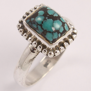 Impressionnante bague en argent sterling massif 925 avec bijoux faits à la main en pierre précieuse turquoise naturelle en bijoux en argent fin faits à la main solide - Product Image 1