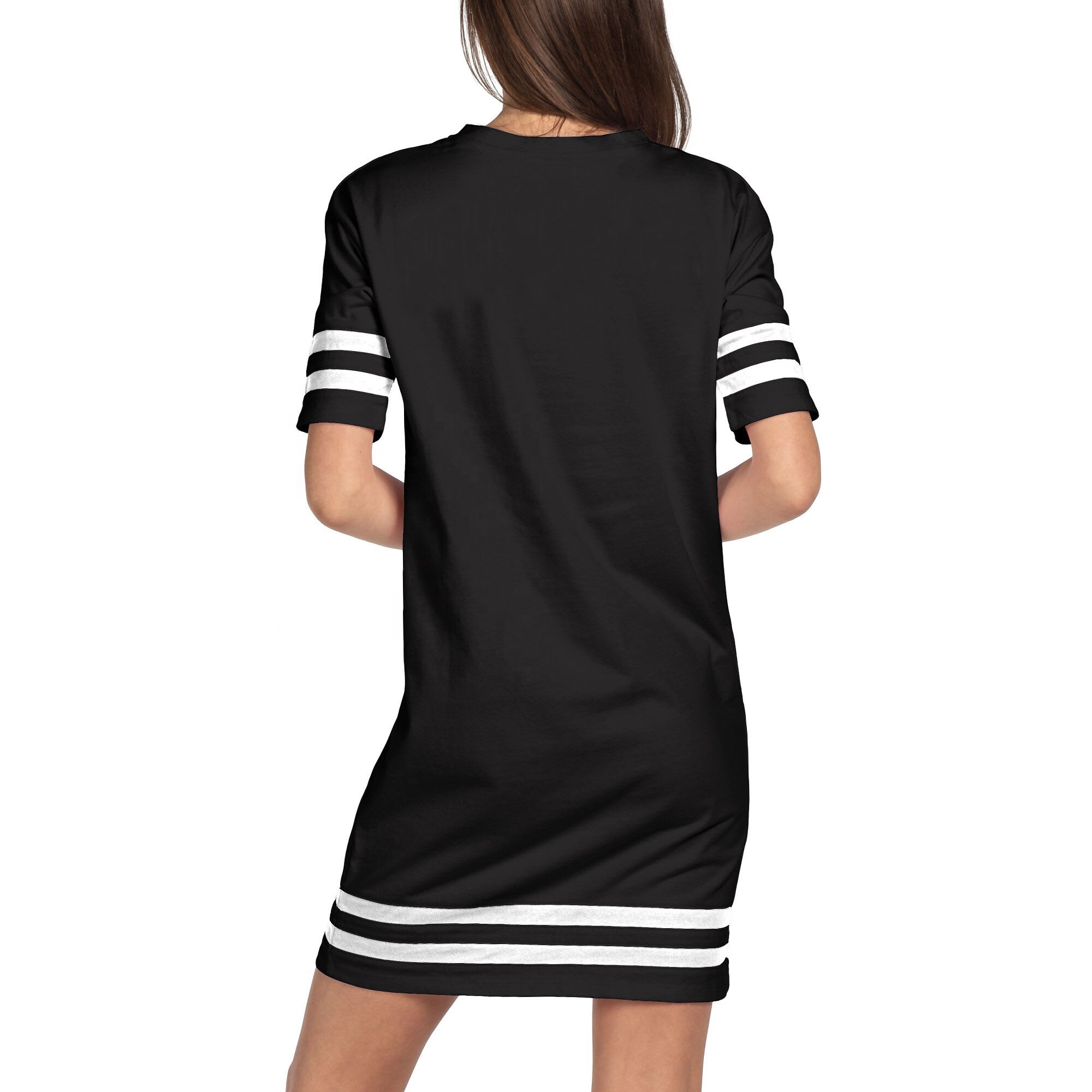 black football jersey dress Shop Our Women's Half Sleeve V Neck Football Jersey Dress