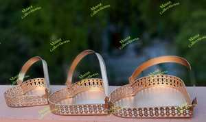 Nueva cesta de oro de hierro de Navidad al por mayor cesta de regalo de lujo de Metal diseño plegable logotipo personalizado almacenamiento de alimentos Festival boda personalizado - Product Image 5