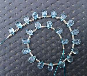 Cuentas de piedras preciosas de Topacio azul con forma de pera facetada de alta calidad, 23 Uds., 1 hebra para hacer pulseras y collares de joyería - Product Image 2