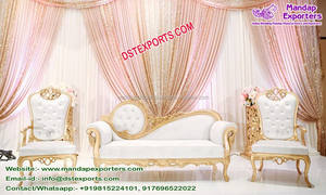 Conjunto de muebles de boda de diseño único, conjunto de sofá de recepción de boda real, color dorado y blanco - Product Image 2