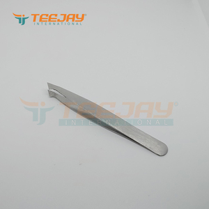 Pinzas plateadas de 9,5 cm para cejas, Punta inclinada, punta fina hecha a mano, agarre elegante, lo mejor para cejas, desplume de pelo - Product Image 3