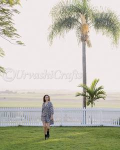 ชุดเดรสแมกซี่พิมพ์ลายบล็อกมือสไตล์อินเดีย,ชุดเดรสผู้หญิงหรูหราคอเสื้อสองชั้นพร้อมเอวสูงชุดราตรีคอลเลกชันวันหยุด - Product Image 4