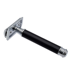Manche de rasoir en acier, noir brillant, Logo personnalisé, sécurité à Double bord pour hommes, 1 pièce - Product Image 4