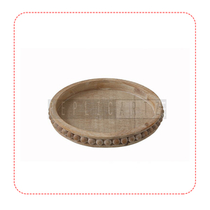 Plateau de service rond en bois pour café |   Plateau de table basse ottoman décoratif |   Plateau de centre de table pour cuisine et salon |   Plateau de décoration pour la maison - Product Image 1