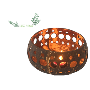 Tazón de medio Coco hecho a mano, luz de té al por mayor y portavelas, producto de arte artesanal para decoración del hogar - Product Image 1