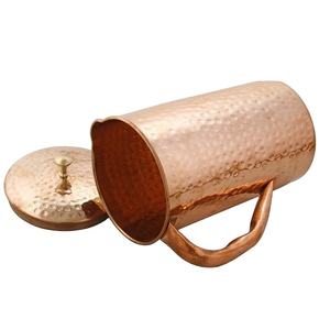 Jarra para beber de cobre hecha a mano con tapa y Asa vajilla beneficio para la salud jarra de cobre de alta calidad al mejor precio - Product Image 1