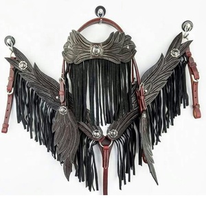 Equipo de caballo de cuero occidental de alta calidad, diseño de hoja, coraza, puesto de cabeza, logotipo personalizable, brida para carreras - Product Image 1