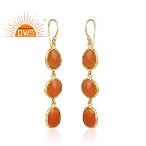 Pendiente de Gema Natural de cornalina, Pendientes colgantes de plata de ley, fabricante de joyería de piedras preciosas - Product Image 2