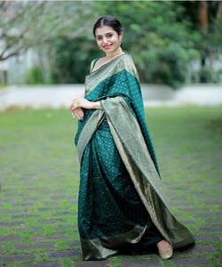 Banarasi Sari jacquard de seda con blusa para mujer, ropa para damas, fiesta, Festival, ropa diaria, Sari de seda de algodón suave, venta al por mayor, ropa de bajo precio - Product Image 1