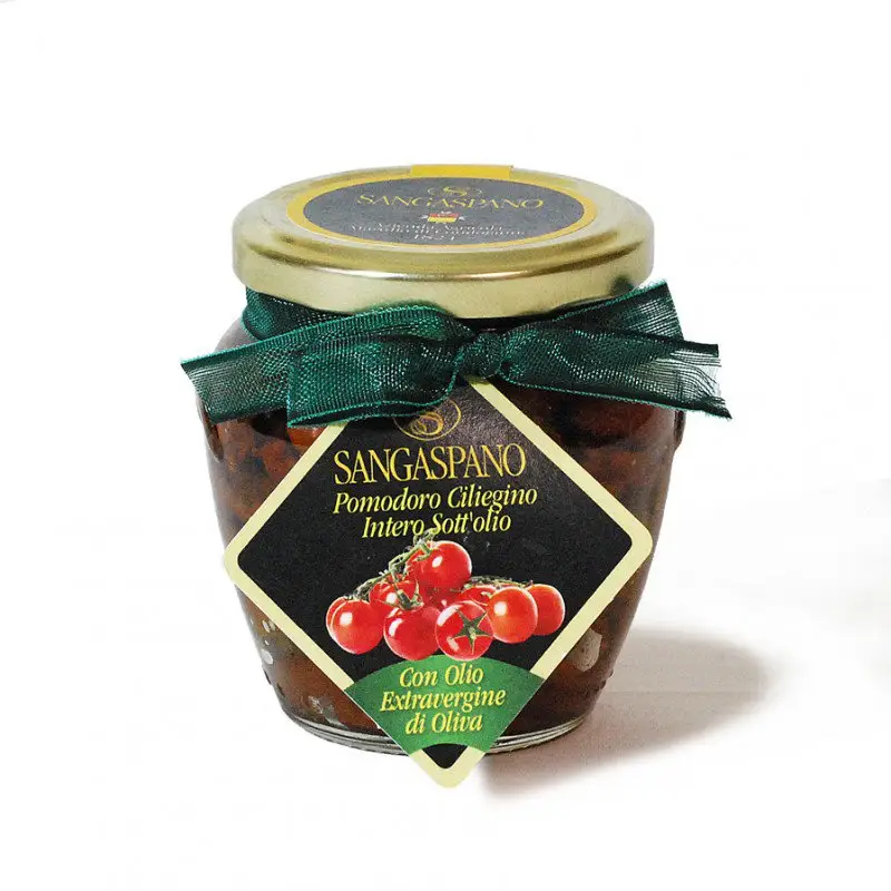 Premium kiraz domates ExtraVirgin zeytinyağı sebze korunmuş İtalya'da yapılan cam kavanoz 230gr