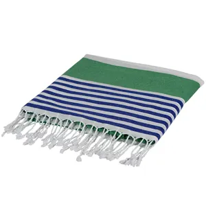 Good Quality Peshtemal -90x180 cm Soft and Luxury Turkish Beach Towel- Highly Absorbent- Sand Free Pestemal Marina Green