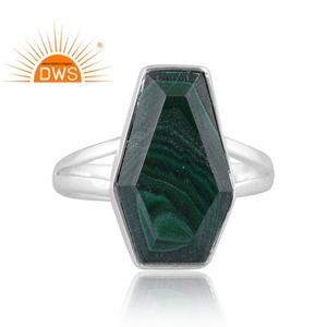 Latest Design Fine Sterling Silver Natural <b>Malachite</b> Gemstone Stackable Ring Jewelry Manufacturer - Product Image 2