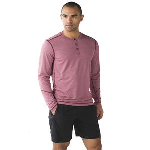 T-shirt à manches longues en coton pour homme, couleur noire, short en Polyester, Logo personnalisé, broderie ou vente - Product Image 3