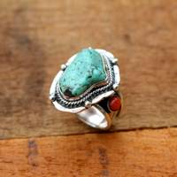 Bague en argent Sterling 925, bijoux tendance, bon marché, bleu Turquoise rouge corail, en argent Sterling, fait à la main, prix d'usine, vente en gros