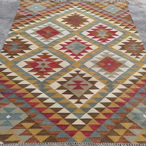 Vintage Kilim Hand Woven 80% <b>Wool</b> 20% Cotton Reversible Pet Friendly Indoor Outdoor Area Rug for Living Room Bedroom Floor - Product Image 5