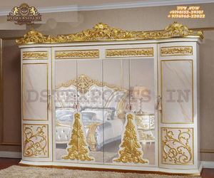 Conjunto de muebles de dormitorio de diseño lujoso, juego de mobiliario tallado a mano real, oro antiguo italiano, 7 piezas - Product Image 2