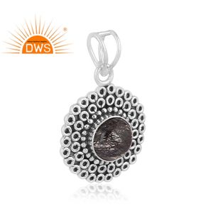 ที่ขายดีที่สุดออกซิไดซ์เงินสเตอร์ลิงธรรมชาติสีดำ Rutile พลอยจี้สำหรับผู้หญิงเครื่องประดับผู้ผลิต - Product Image 3