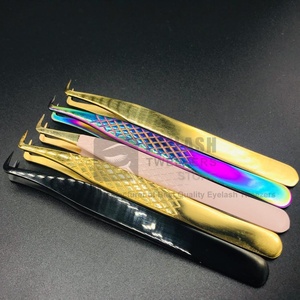 Pinzas de Volumen Ruso de Acero Inoxidable con Ángulo de 90 Grados, Antiestáticas, Duraderas, con Punta de Fibra de Precisión para Extensión de Pestañas - Product Image 3