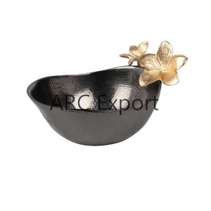 Cuenco decorativo elegante, decoración de hojas de Metal de Color negro, elegante cuenco para servir, decoración de Metal hecha a mano, cuencos para servir a la mejor venta - Product Image 1