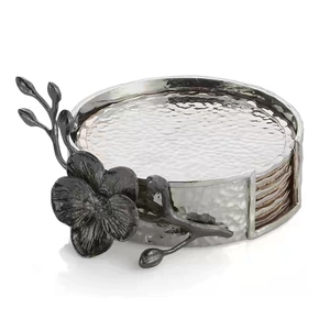 Flower Design Metal <b>Coaster</b> With <b>Silver</b> Finished Perfect for Stylish Tabletop Accessories - Product Image 2