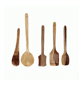 Ensemble de cuillères de cuisine de qualité supérieure, faites à la main, en bois brun, pour cuisiner et servir, par Home Arts - Product Image 2