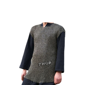 Medieval Chainmail <b>Shirt</b> Aluminum Sleeveless Chain Mail Haubergeon Costume Black Finish - Product Image 2