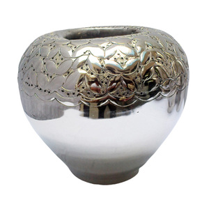 VASE à fleurs en métal de forme ronde, VASE moderne en métal pour la décoration de la maison, décoration de luxe pour fête de mariage - Product Image 1