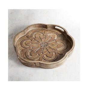 Cuenco decorativo de madera de Acacia hecho a mano para servir comida y postre, para Hotel, hogar y restaurantes - Product Image 1