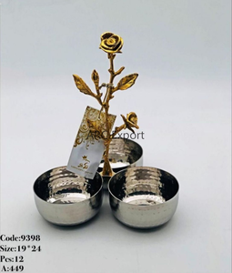 Home Decoration Serving Tabletop <b>Vase</b> Design Bowl Silver Color Shiny Plated With Leaf Design Dinnerware Serving Bowl Large Size - Product Image 5