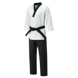 Uniformes de artes marciales de Taekwondo Dobok, con logotipo personalizado bordado/ITF/WTF/OEM/100% algodón, precio al por mayor - Product Image 3