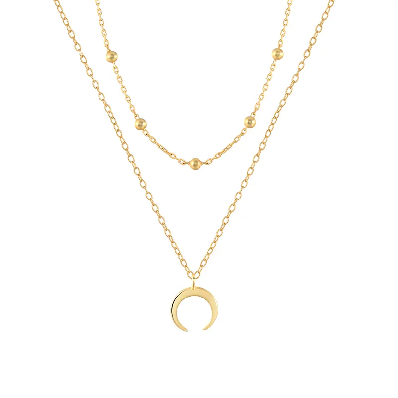 Canner colar dourado 925 prata, joia minimalista feminina banhada a ouro 18k com pingente de lua