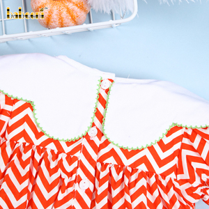 Primavera Acción de Gracias calabaza niña burbuja Smocked botón a presión mameluco OEM ODM Bebé Ropa conjunto corto al por mayor - Product Image 5