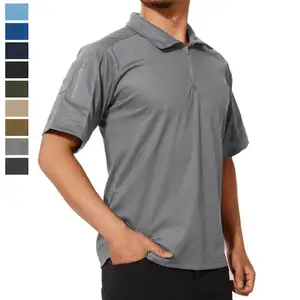 Camiseta Polo con cremallera para hombre, camisetas de malla para entrenamiento, senderismo, combate táctico, exteriores, poliéster, informal, gris/Negro/azul/rojo