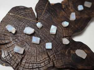 92,5 plata esterlina oro polaco 16 "'colgantes largos collar de cadena Arco Iris Natural piedra lunar sin tratar áspero - Product Image 2