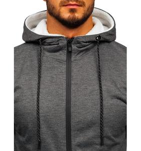 Sudadera con capucha deportiva para hombre, ropa deportiva con bordado personalizado, color gris, liso, para correr - Product Image 3