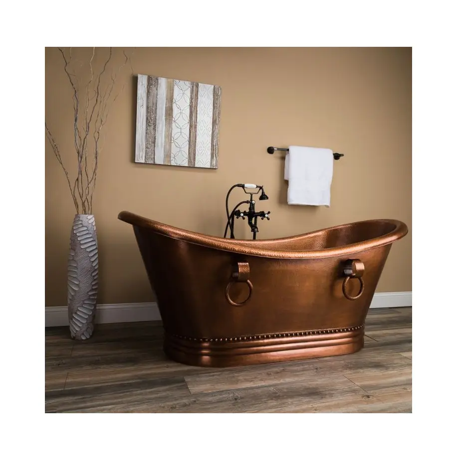 Vasca da bagno in rame puro bagno mobili moderni per vasca da bagno tenda da doccia fatta a mano vasca idromassaggio