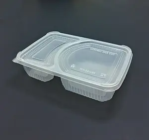 卸売電子レンジ対応2コンパートメントPPプラスチック弁当箱弁当弁当箱