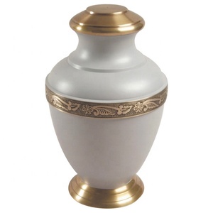 Urna de cremación de Metal para adultos, urna de cremación de latón fundido sólido blanco para cenizas humanos por acentos Axiom para el hogar - Product Image 1