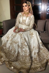 Robe de style indien/pakistan avec des perles de cristal, longueur au sol, sertie de perles en pierre, parfait pour mariage, 2020 - Product Image 2