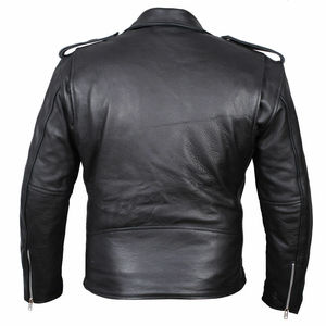 Chaqueta de cuero negro de piel de vaca genuina transpirable hecha a medida, chaqueta de motorista ajustada para hombre, motocicleta de invierno de talla grande - Product Image 2