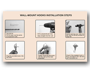 Black Rose Ceramic Wall <b>Coat</b> <b>Hooks</b> Hangers Reusable Utility Hat Bags Clothes <b>Heavy</b> <b>Duty</b> - Product Image 5