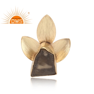 Anillo de Cuarzo Ahumado, Joyería de Diseño, Chapado en Oro, Latón, Colección Clásica, Venta al Por Mayor - Product Image 2